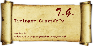 Tiringer Gusztáv névjegykártya